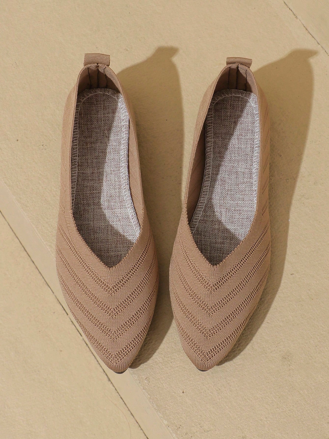 Sapatilha Bico Fino Knit Texturizado Confortável