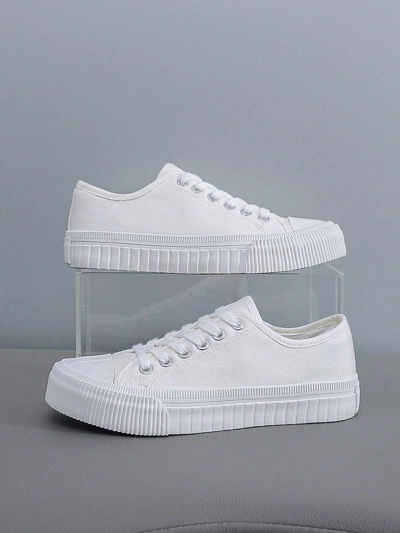 Tênis Casual De Lona Com Solado Grosso Estilo Street