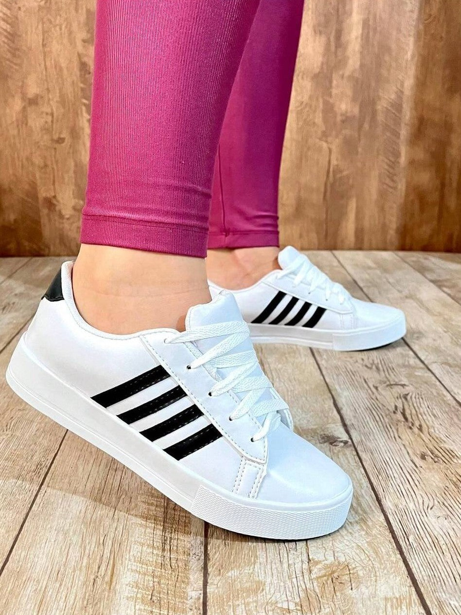 Tênis Casual Street Cano Baixo Com Listras Laterais