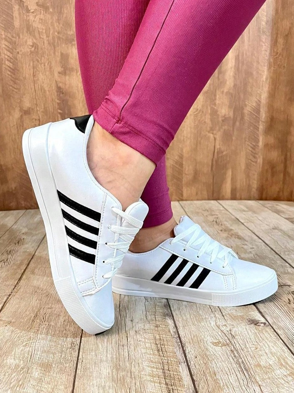 Tênis Casual Street Cano Baixo Com Listras Laterais