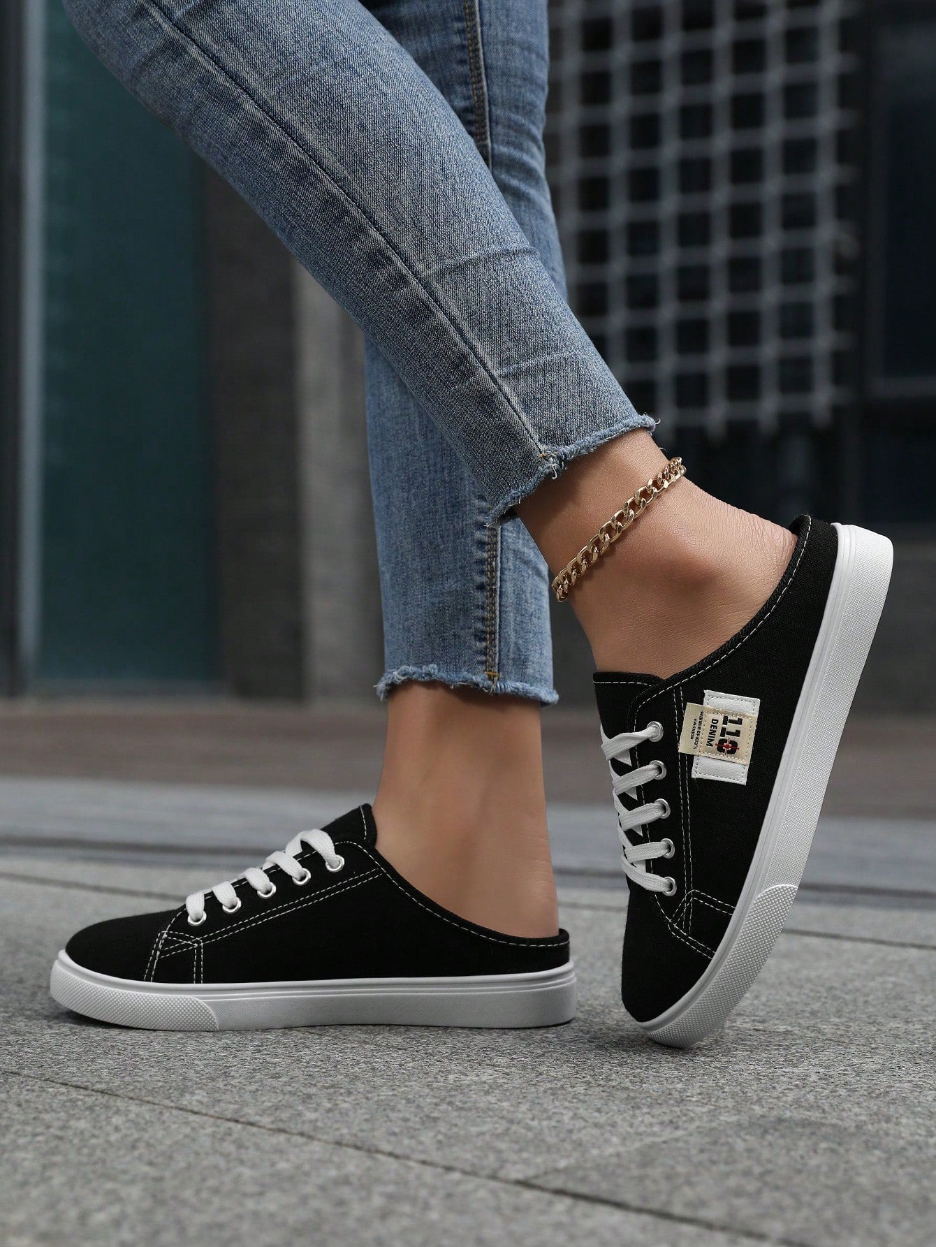 Tênis Casual Slip On De Lona Com Solado Antiderrapante