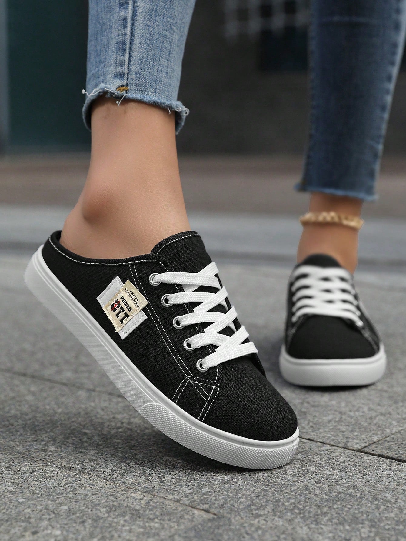 Tênis Casual Slip On De Lona Com Solado Antiderrapante