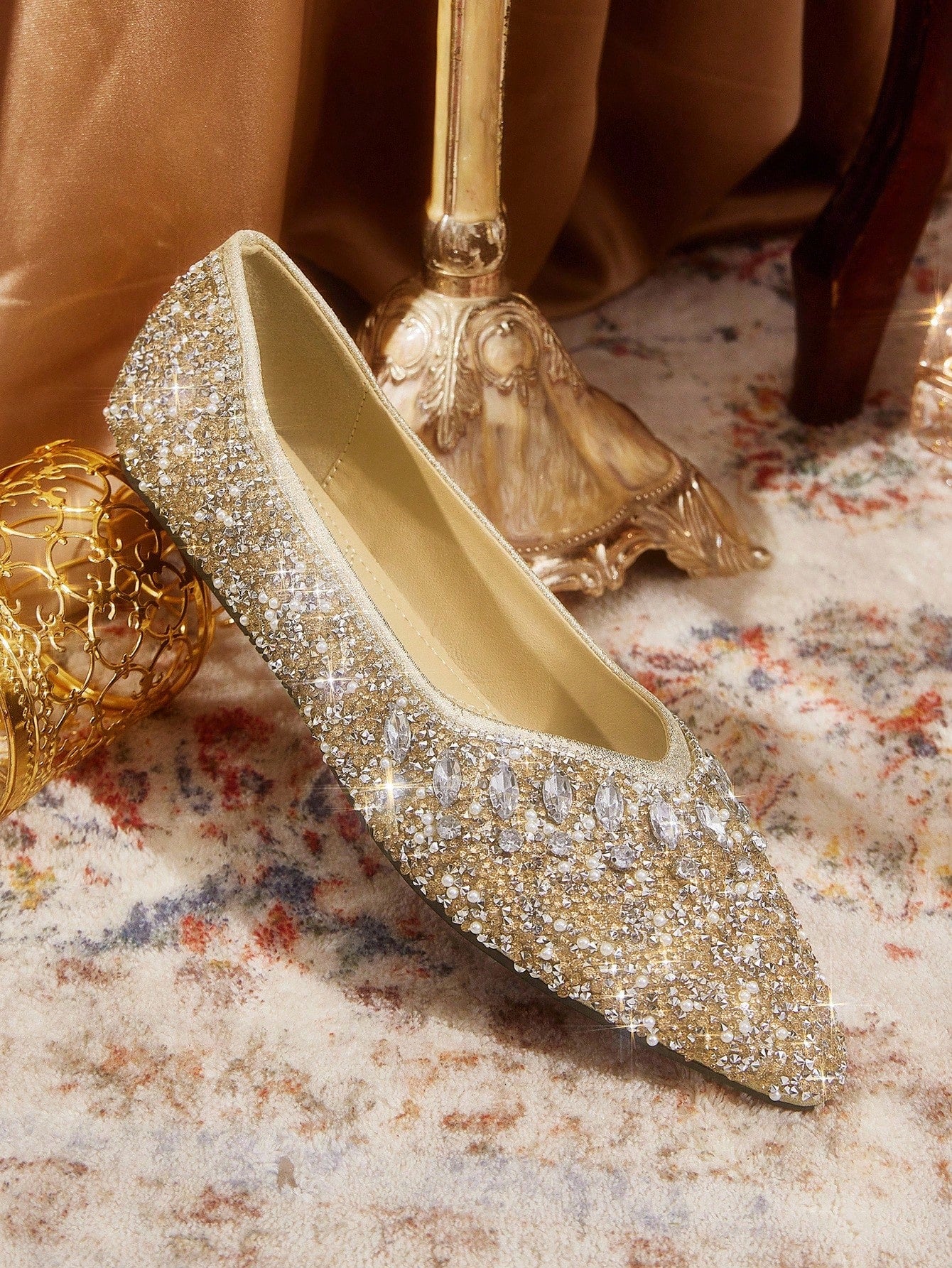 Sapatilha Bico Fino Glitter Luxo Elegante