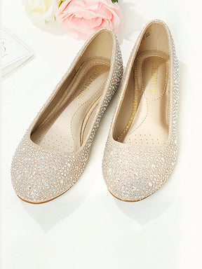 Sapatilha Bico Redondo Toda Em Strass Brilhante