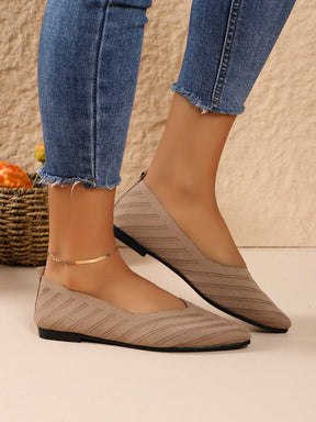 Sapatilha Bico Fino Knit Texturizado Confortável