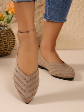 Sapatilha Bico Fino Knit Texturizado Confortável