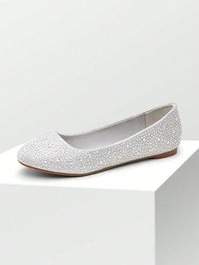 Sapatilha Bico Redondo Toda Em Strass Brilhante