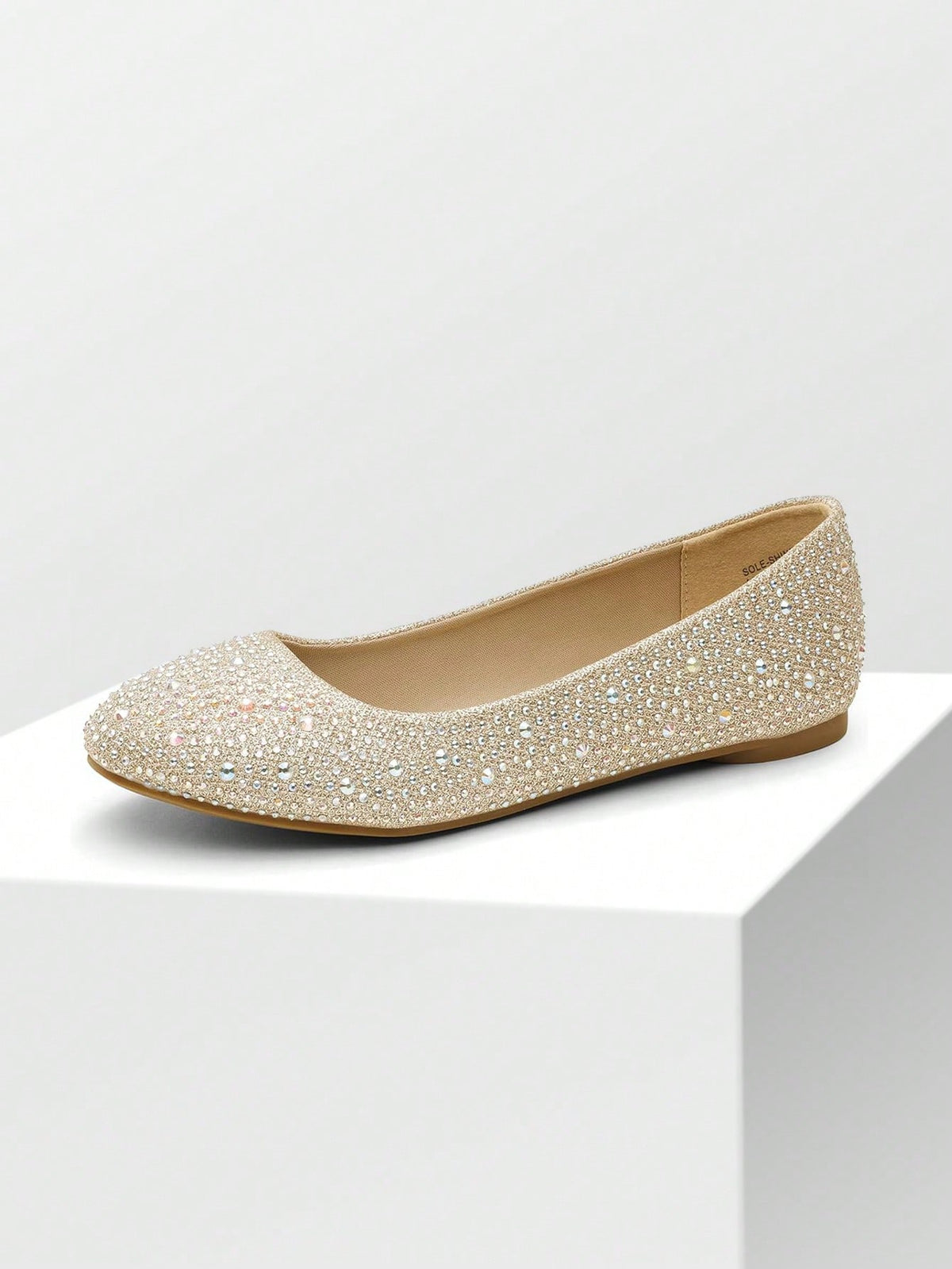 Sapatilha Bico Redondo Toda Em Strass Brilhante