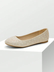 Sapatilha Bico Redondo Toda Em Strass Brilhante