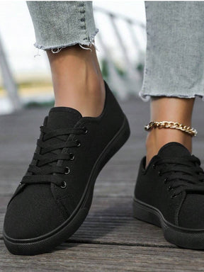 Tênis Casual De Lona Com Cadarço Estilo Básico Confortável