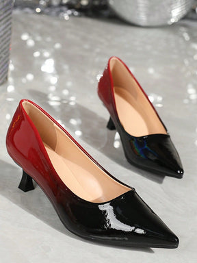 Sapato Scarpin Verniz Bico Fino Com Salto Fino Elegante