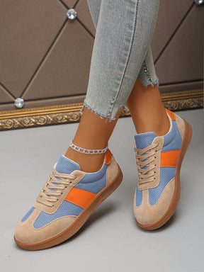 Tênis Casual Estilo Retrô Com Recortes Suede