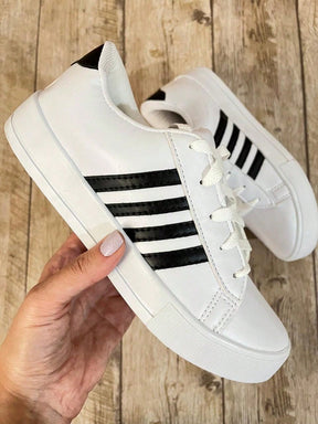 Tênis Casual Street Cano Baixo Com Listras Laterais