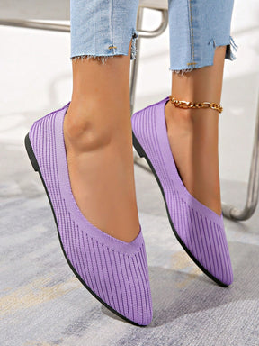 Sapatilha Bico Fino Knit Canelado Estilo Moderno