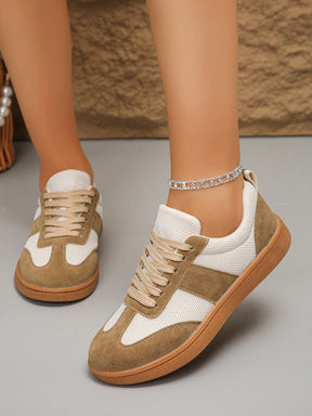 Tênis Casual Estilo Retrô Com Recortes Suede