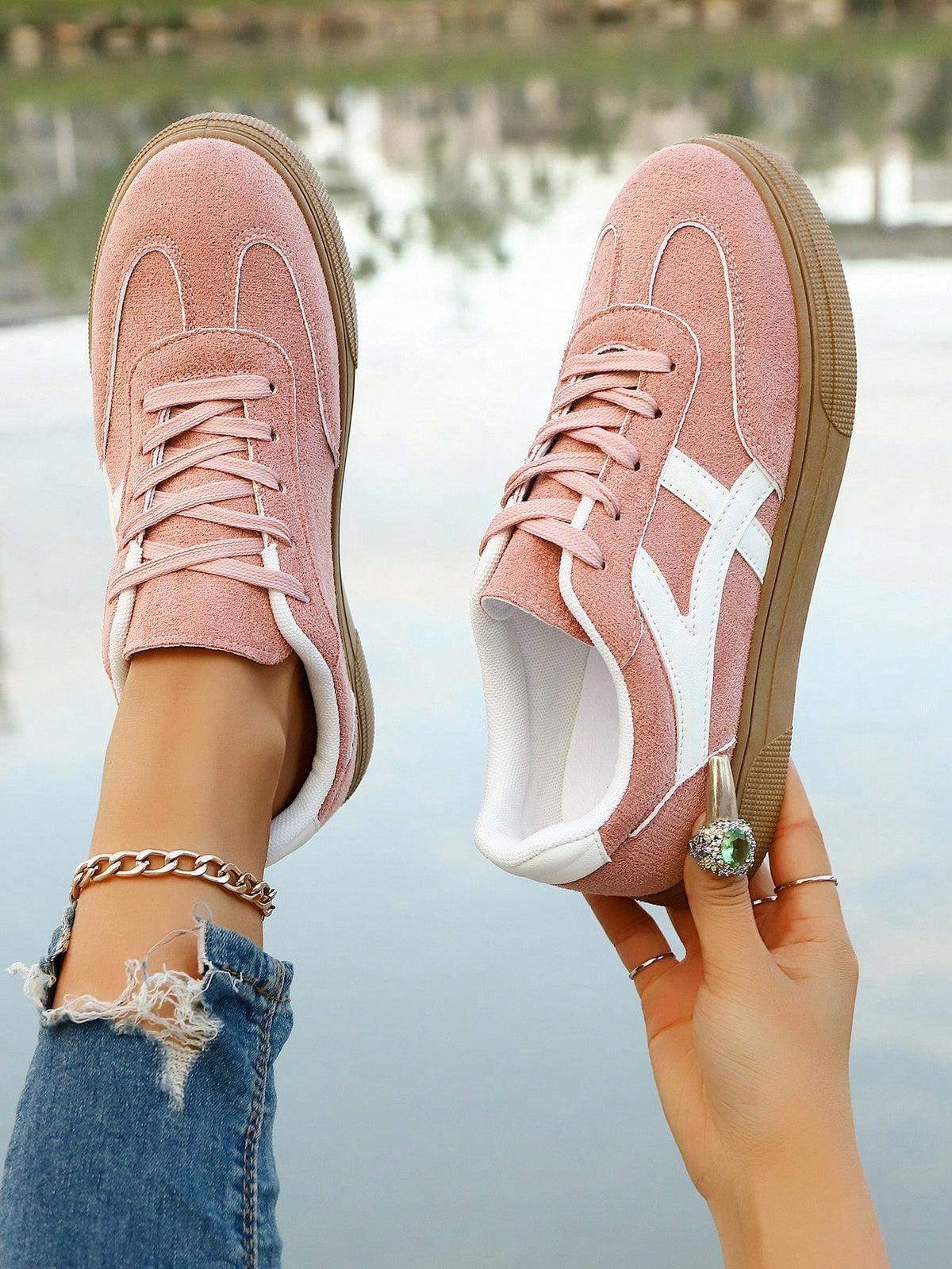 Tênis Casual Básico Com Sola Reta Estilo Minimalista