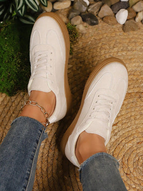 Tênis Casual Básico Com Sola Reta Estilo Minimalista