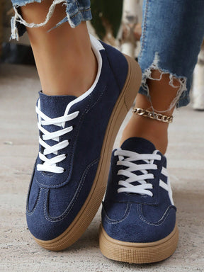 Tênis Casual Básico Com Sola Reta Estilo Minimalista