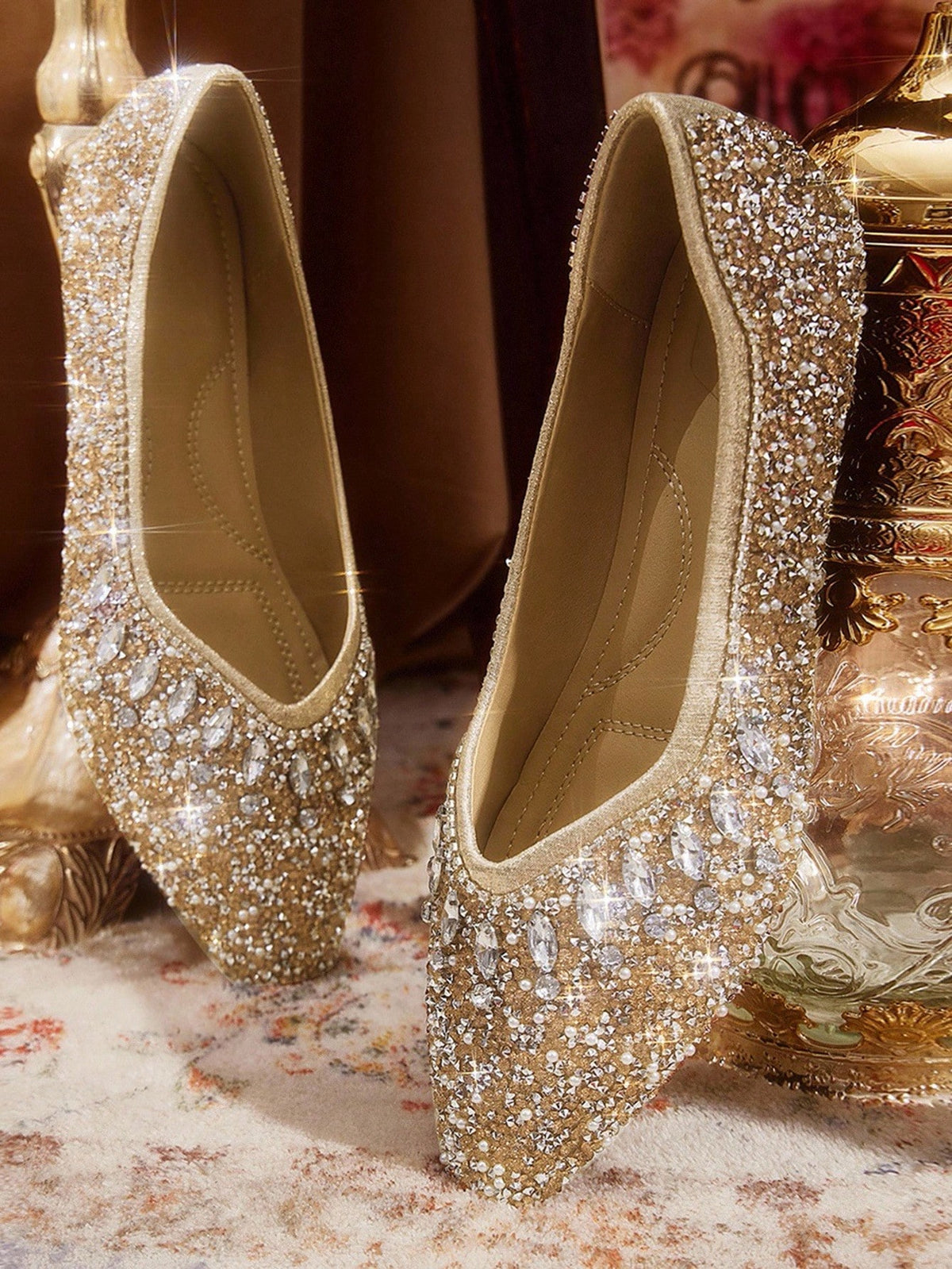 Sapatilha Bico Fino Glitter Luxo Elegante
