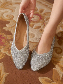 Sapatilha Bico Fino Glitter Luxo Elegante