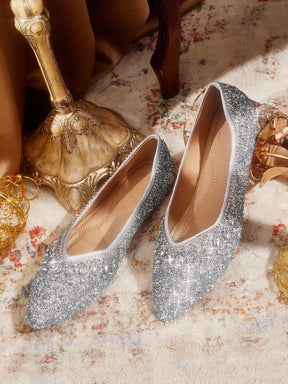 Sapatilha Bico Fino Glitter Luxo Elegante
